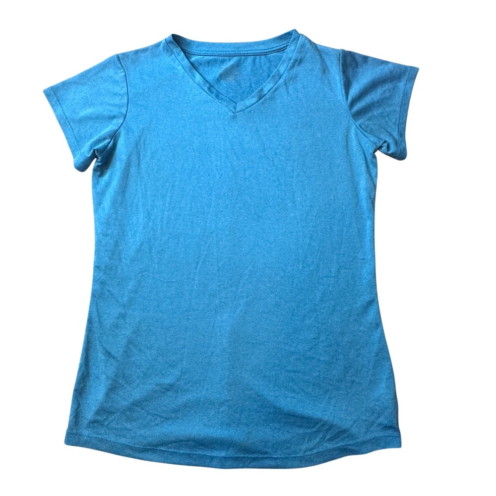 Champion Shirt Girls XL Blue V-Neck Performance Short‎ Sleeve Heather Activewear